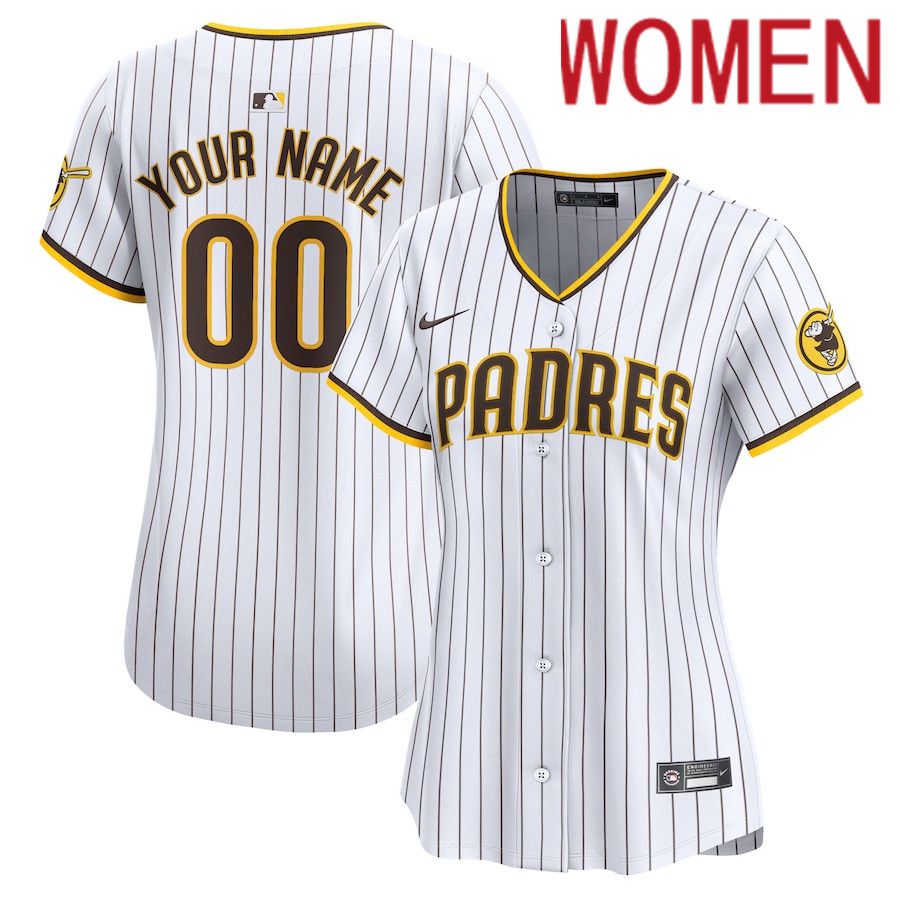 Women San Diego Padres Nike White Home Limited Custom MLB Jersey->customized mlb jersey->Custom Jersey